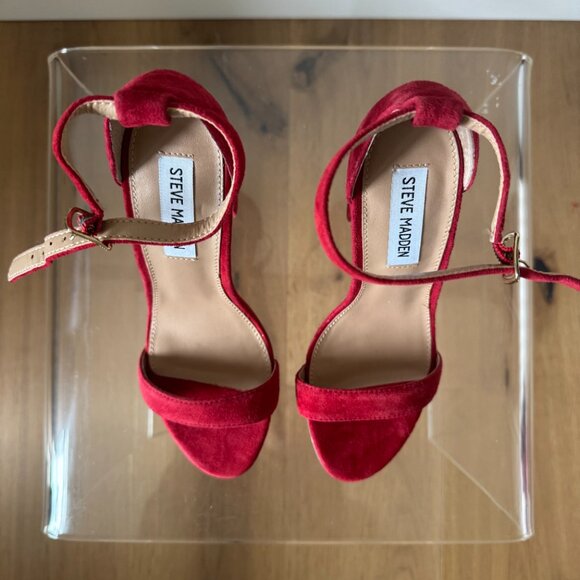 Steve Madden Carrson Red Suede Block Heel Sandals | Size 8 | NWOT - Picture 6 of 16